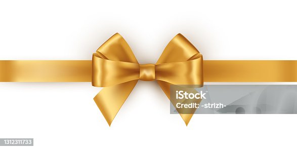 istock Shiny gold satin ribbon on white background 1312311733