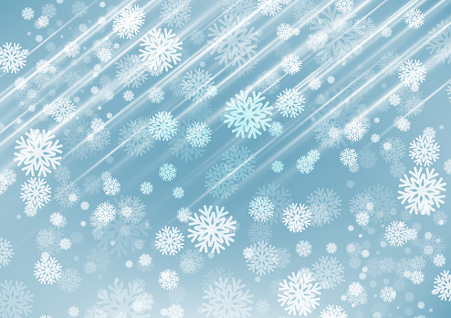 光沢のあるライト白と青冬背景に雪の結晶クールな落下クリスマスの日の概念ベクトル イラスト壁紙などのデザインします お祝いのベクターアート素材や画像を多数ご用意 Istock