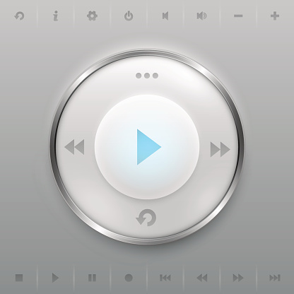 Clean shiny media interface button icons vector