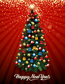 drawn of vector bright Christmas tree sign.This file has been used illustrator CS3 EPS10 version feature of multiply.