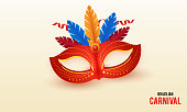 Shiny red carnival mask illustration
