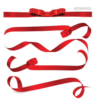 Shiny red ribbon. Vector illustration.