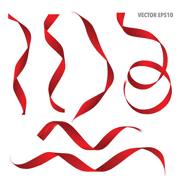 Shiny red ribbon. Vector illustration. vector art illustration
