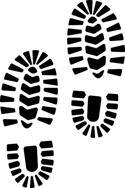 Shoe Print Icon Symbol Shoe prints icon in vector. printmaking technique stock illustrations