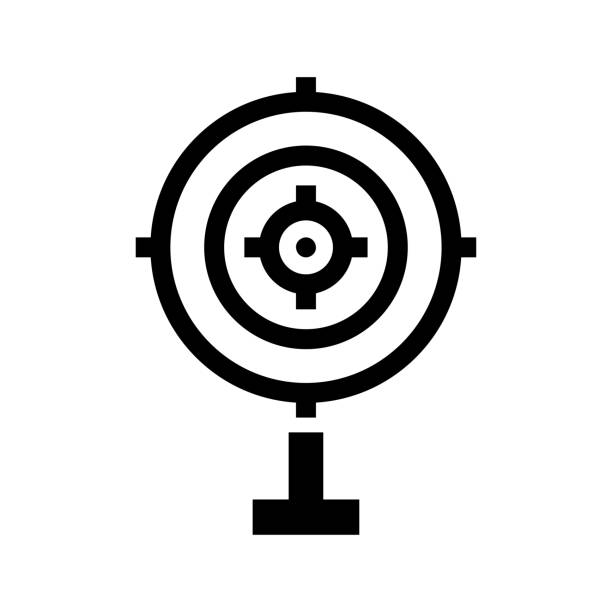 Shooter target icon / black color Shooter target icon. Creative element design for designing and developing websites, commercial, print media, web or any type of design projects. soccer striker stock illustrations
