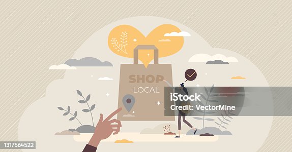 istock Shop local and support small business with your purchase tiny person concept 1317564522