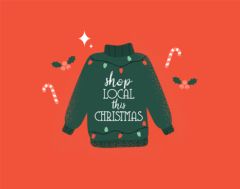 Shop Local this Christmas. Support Small business. Vector