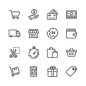 16 Shopping and E-commerce Line Icons.