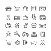 Shopping and Retail Related Vector Line Icons