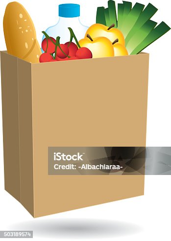 istock Shopping bag filled with food. 503189574
