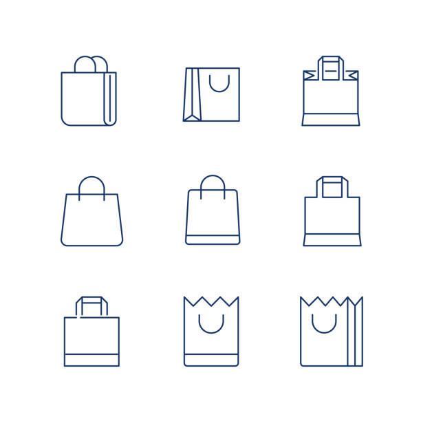 Shopping Bag Line Icon Vector / shopping bag icon / shopping bag - Vector icon. Editable stroke Shopping Bag Line Icon Vector / shopping bag icon / shopping bag - Vector icon. Editable stroke. eps 10 bag stock illustrations