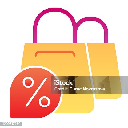 istock Shopping bags and discount flat icon. Promotion color icons in trendy flat style. Shop sale gradient style design, designed for web and app. Eps 10. 1209517960