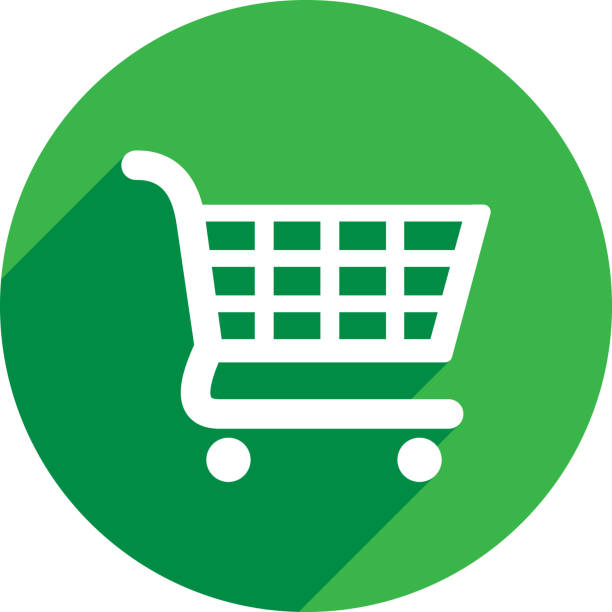 Shopping Cart Icon Silhouette 2 Vector illustration of a green shopping cart icon in flat style. push cart stock illustrations