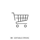 istock Shopping Cart Icon with Editable Stroke and Pixel Perfect. 1185675328