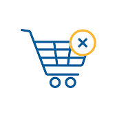 istock Shopping cart with cross sign icon 1389337233