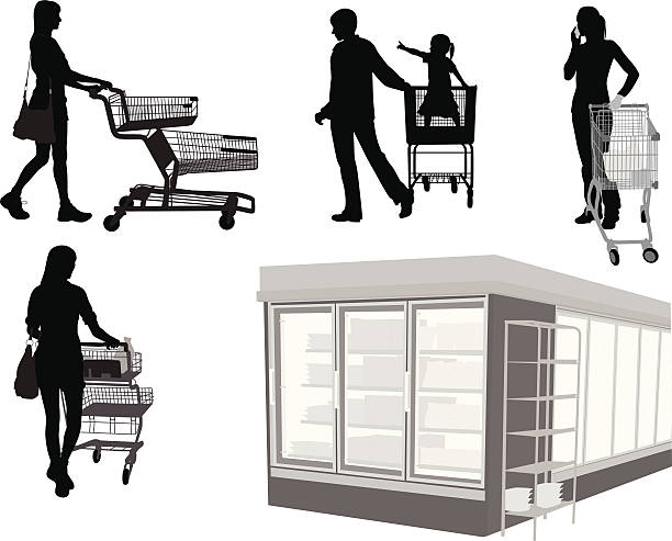 Shopping Carts Vector Silhouette A-Digit shopping silhouettes stock illustrations
