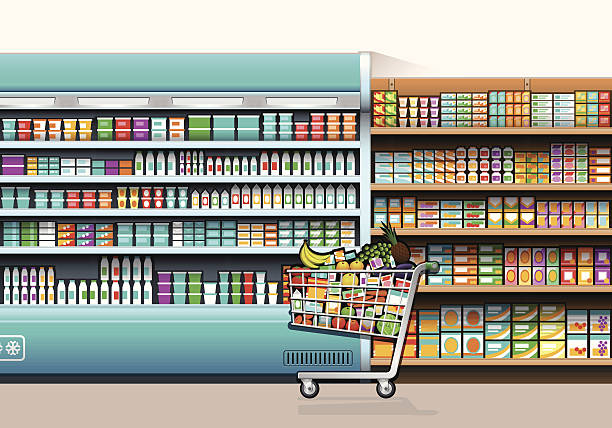 stockillustraties, clipart, cartoons en iconen met shopping concept - soda supermarket