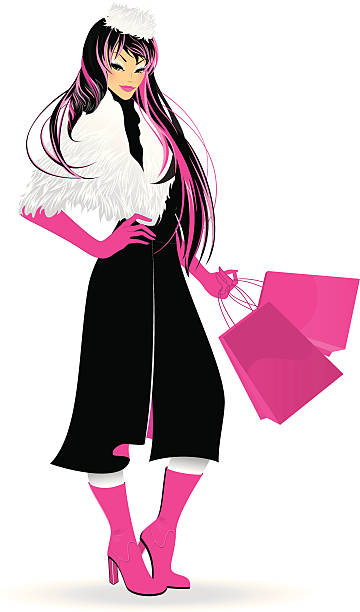 Shopping girl Shopping girl, vector illustration ugly skinny women stock illustrations