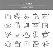 Shopping Icon - Line Series - Editable Stroke