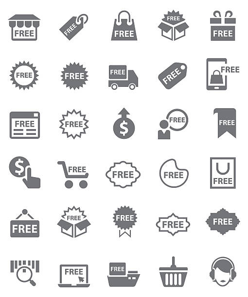 shopping-icon-set - freiheit stock-grafiken, -clipart, -cartoons und -symbole