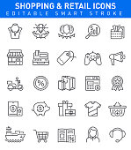 Retail Icons with sale, basket, jewelry, store symbols