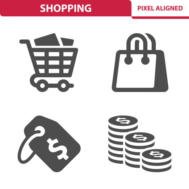 Shopping Icons Professional, pixel perfect icons, EPS 10 format. supermarket icons stock illustrations