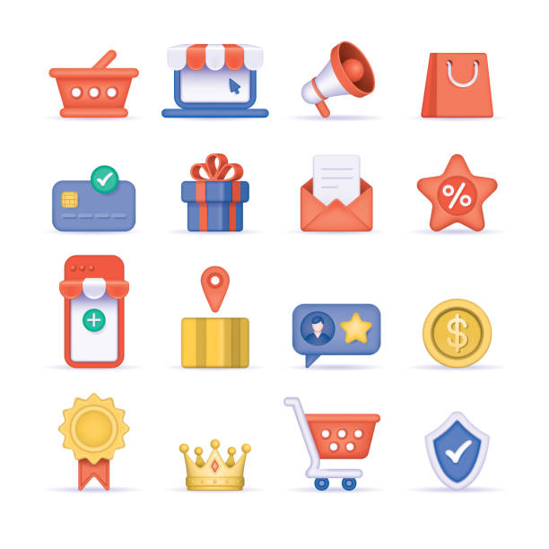 Shopping icons vector art illustration