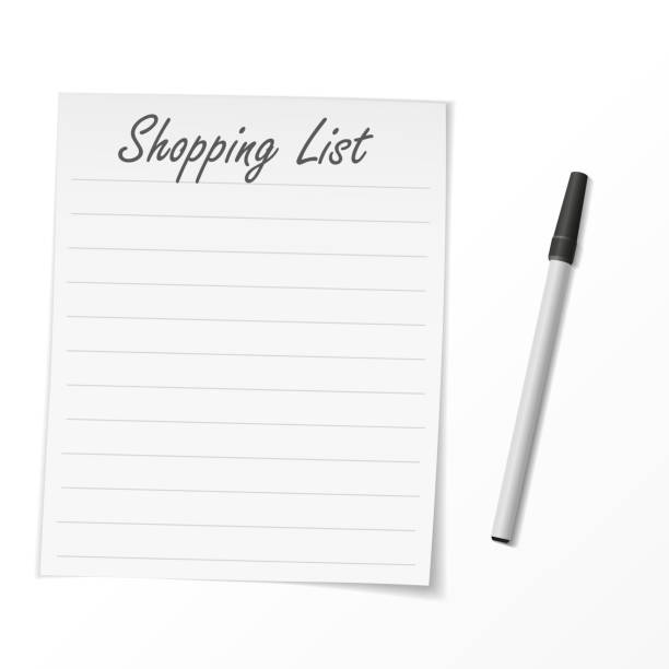 Shopping list paper and pen Compatible with Adobe Illustrator version 10, No raster and is easy to edit, Illustration contains transparency and blending effects shopping list stock illustrations