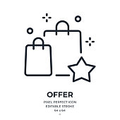 istock Shopping offer editable stroke outline icon isolated on white background flat vector illustration. Pixel perfect. 64 x 64. 1351099109