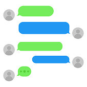 Short message service bubbles with place for text chat text boxes. Empty messaging bubles. Eps10.