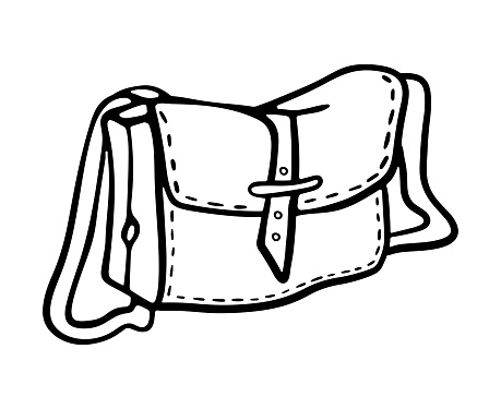 Shoulder bag outline doodle Vector Illustration isolated on white background