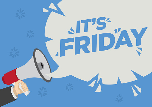 Shout out of It’s Friday with a megaphone. Vector illustration.