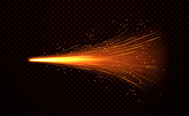 Shower of fiery sparks from welding metal Shower of fiery sparks from welding metal over a dark background, realistic colored vector illustration hot wheels flames stock illustrations