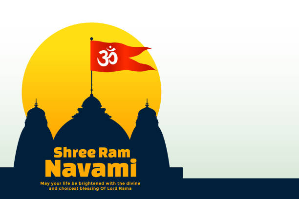 shree ram navami festival card with template and flag shree ram navami festival card with template and flag vishnu stock illustrations