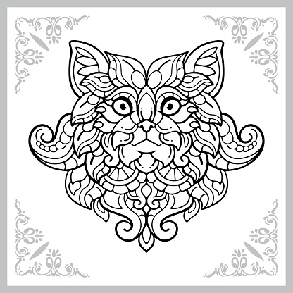 siamese cat head doodle arts. isolated on white background.
