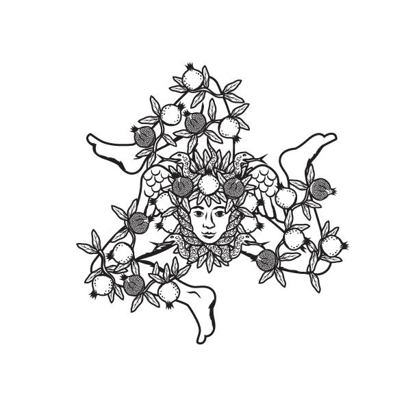 сицилийский трискелион - medusa stock illustrations