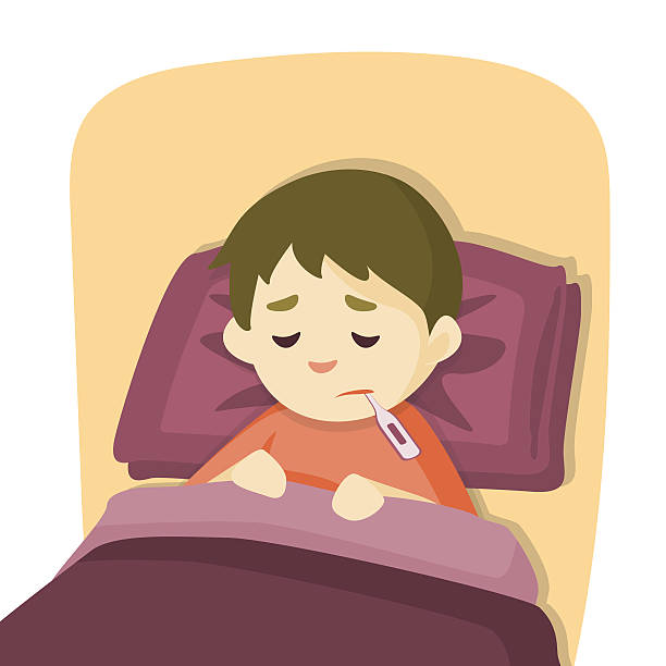 Cartoon Of A Sick Person In Bed Illustrations, Royalty-Free Vector ...
