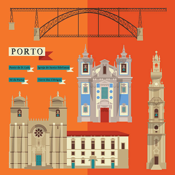 ilustrações de stock, clip art, desenhos animados e ícones de atrações do porto. portugal, a europa. - oporto