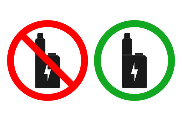 NO VAPING sign. ELECTRONIC CIGARETTES ALLOWED sign. Vector NO VAPING sign. ELECTRONIC CIGARETTES ALLOWED sign. Vector. electronic cigarette stock illustrations