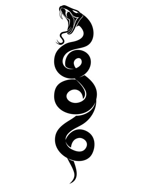 Sign of a black snake. Sign of a black snake on a white background. snakes tattoos stock illustrations