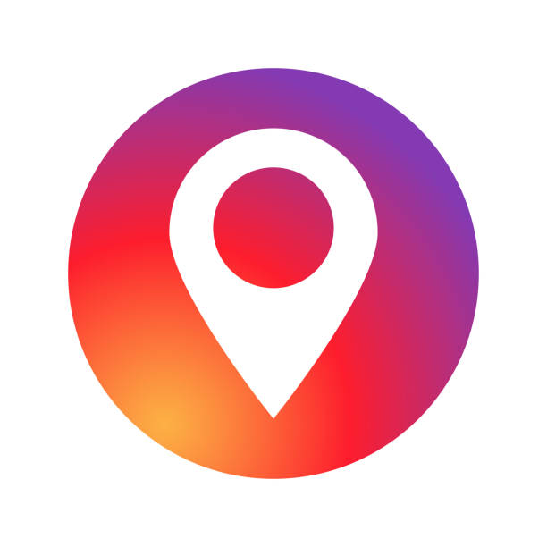 Sign of location social media application place pointer on colored circle. Sign of location social media application place pointer on colored circle. EPS 10 instagram logo stock illustrations