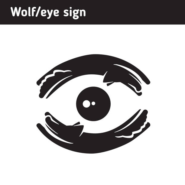 Sign of wolves and moon, eye Sign of wolves and moon, eye university of michigan stock illustrations