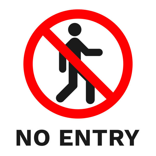 NO ENTRY sign. Sticker with inscription. Vector NO ENTRY sign. Sticker with inscription. Vector. exclusion stock illustrations