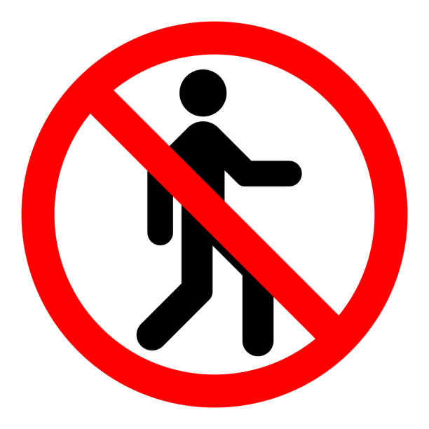 NO ENTRY sign. Strikethrough human silhouette on red circle. Vector icon NO ENTRY sign. Strikethrough human silhouette on red circle. Vector icon. exclusion stock illustrations