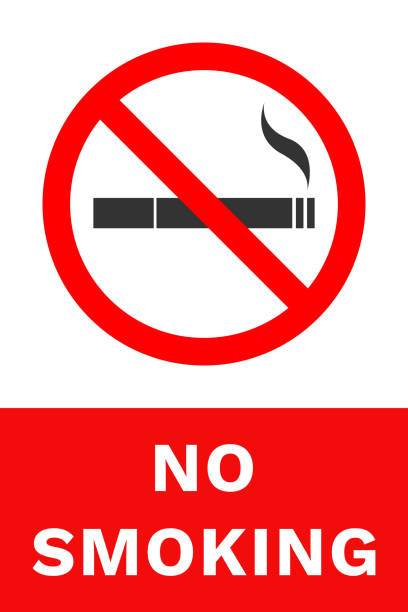 illustrazioni stock, clip art, cartoni animati e icone di tendenza di segnale di divieto di fumo. vettore - no