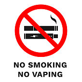 NO SMOKING, NO VAPING sign. Vector.