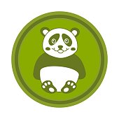 Sign zoo and forest area with cute panda with green colour