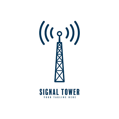 signal tower logo vector design silhouette isolated on white background