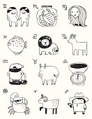 Vector file of the fun version zodiac signs.