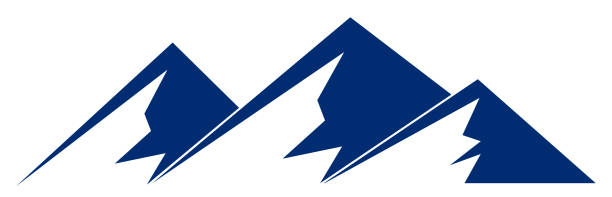 ilustrações de stock, clip art, desenhos animados e ícones de silhouette blue mountain with three peaks on white background – vector - mont blanc